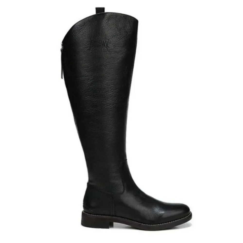 Franco Sarto Sz 7.5 M L-Meyer Black Leather Knee-High Riding Boots Womens New